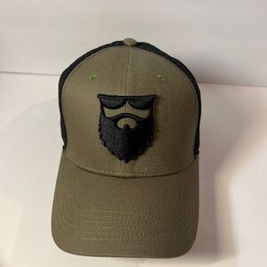 No Shave Life Green Snapback Hat With Black Beard Embroidery
